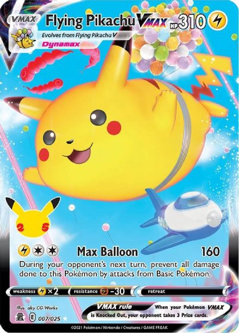 Pokémon Flying Pikachu VMAX 007/025