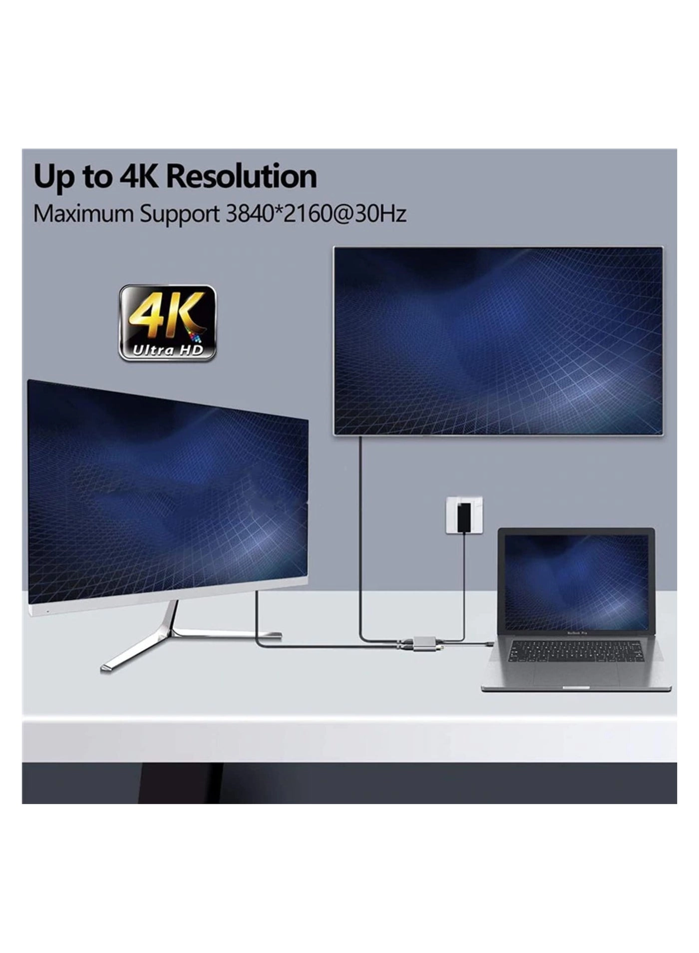 USB C to Dual HDMI Adapter - 4 in 1 4K@30Hz