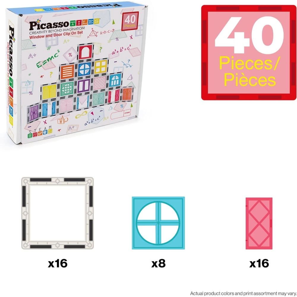 Magnetic Tiles Clip-On Window and Door - 40pcs