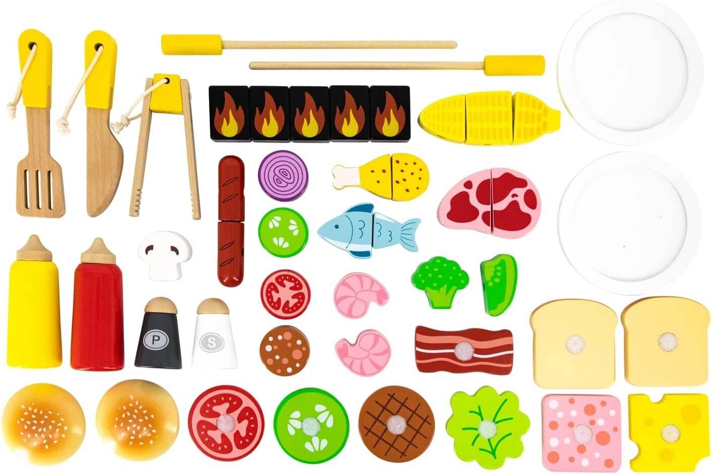 Wooden BBQ Play Toy Set - 47 pcs (SIGT-44656)