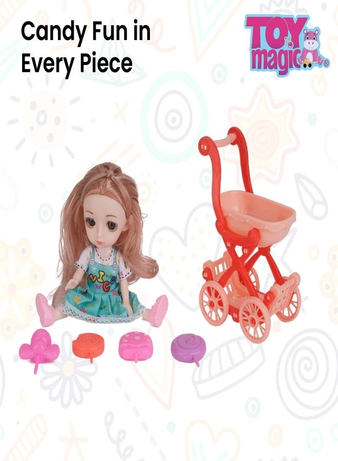 Colourful Candy Doll - 6-inch Realistic Hair Pretty Eyes Ages 3+ Gift Set