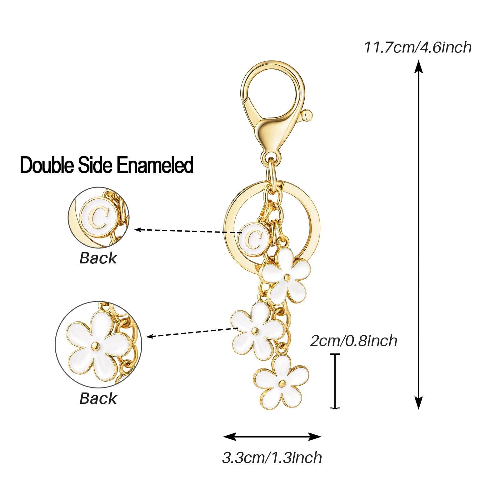 Initial Keychain - Floral