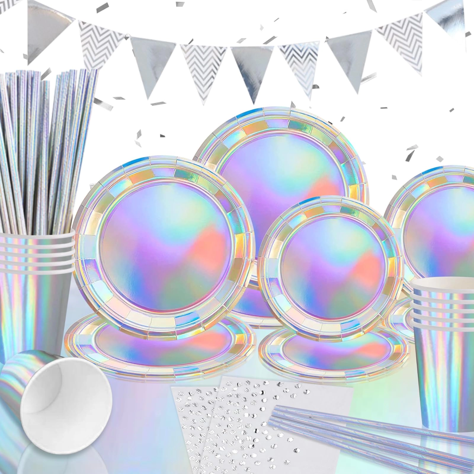 goldnice Neon Party Tableware Set - Serves 20 Guests Birthday