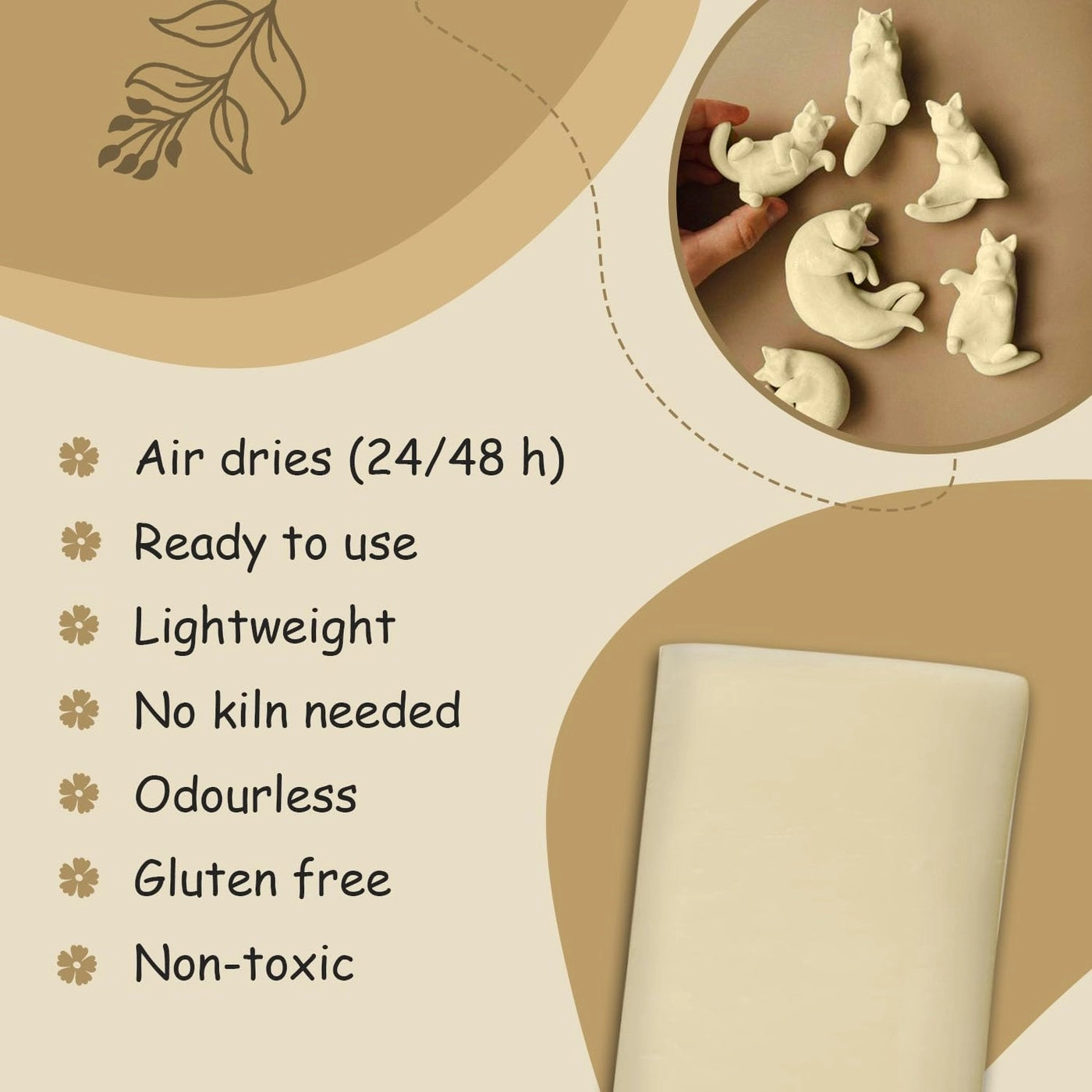 Soft Mould Air Dry Clay - 1Kg 4pcs.