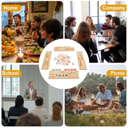 Rummy Cube Game Set - 106 Tiles 4 Wooden Trays Portable Case