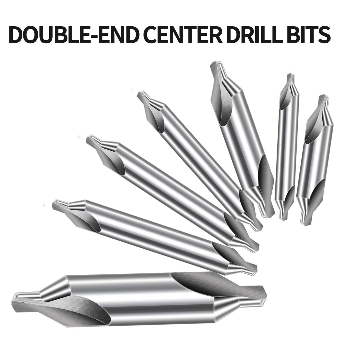 Center Drill Bits Set - High Speed Steel 7 pcs 1.0 1.5 2.0 2.5 3.0 4.0 5.0