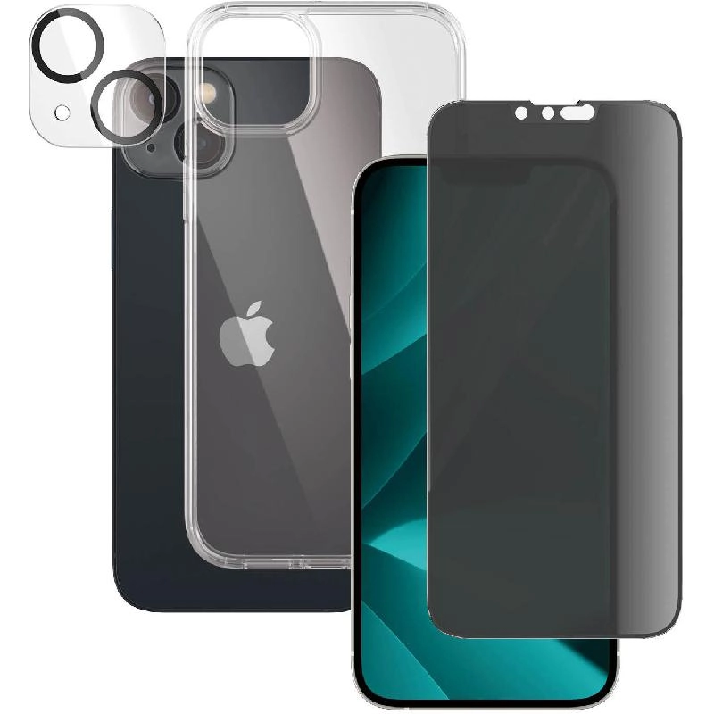 Privacy 3-in-1 Hard Case + Privacy Tempered Glass + Camera Lens Protector Case for iPhone 14