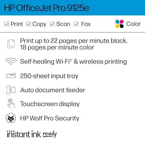OfficeJet Pro 9125e - Color 250-sheet