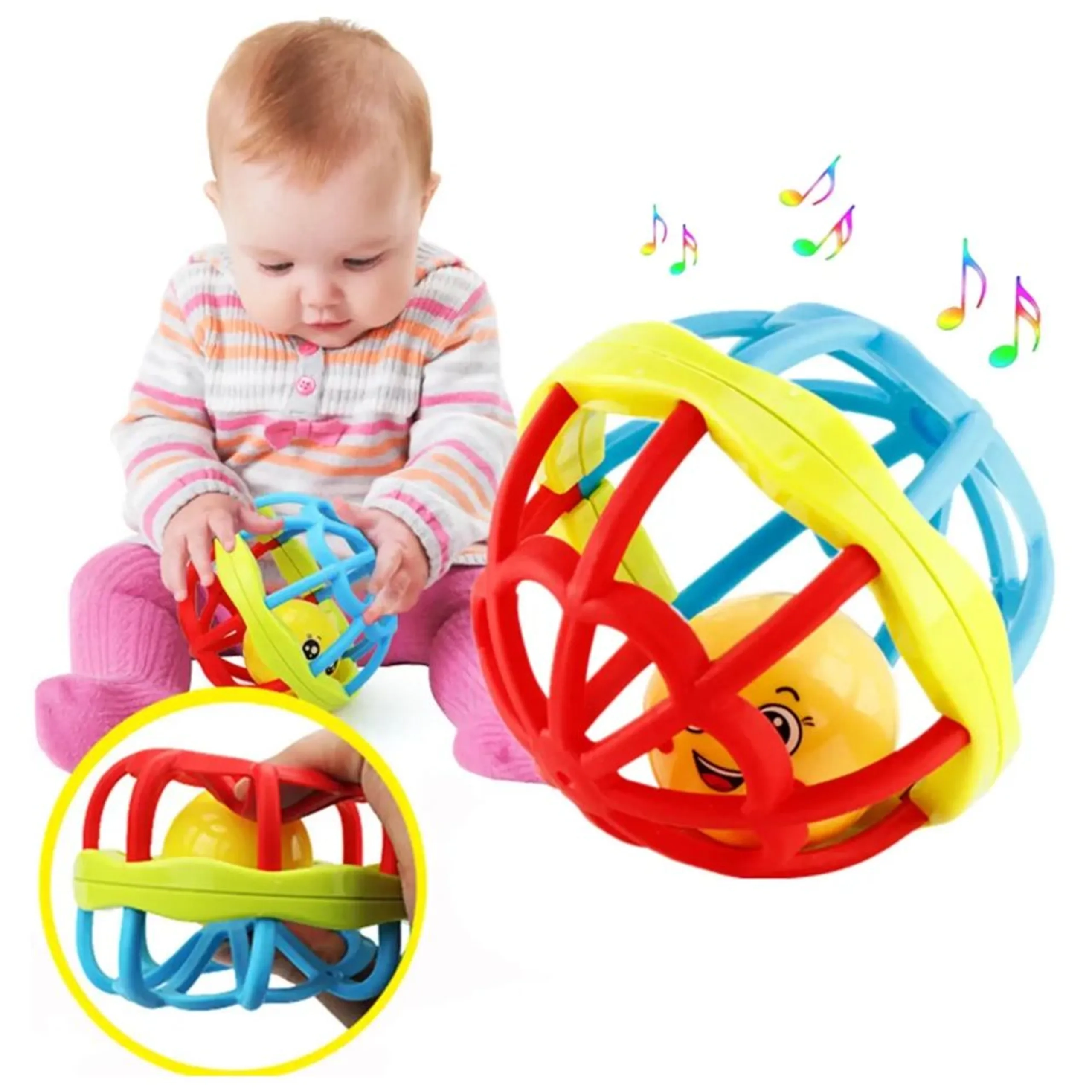 Soft Chewable Rattle Ball Toy - Suitable for 3 Months & Above. soft rubber