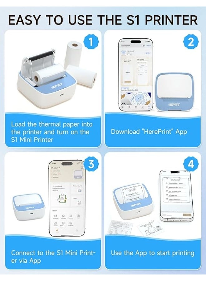Portable Sticker Maker - Thermal Printer 1 Roll Sticker Paper Blue