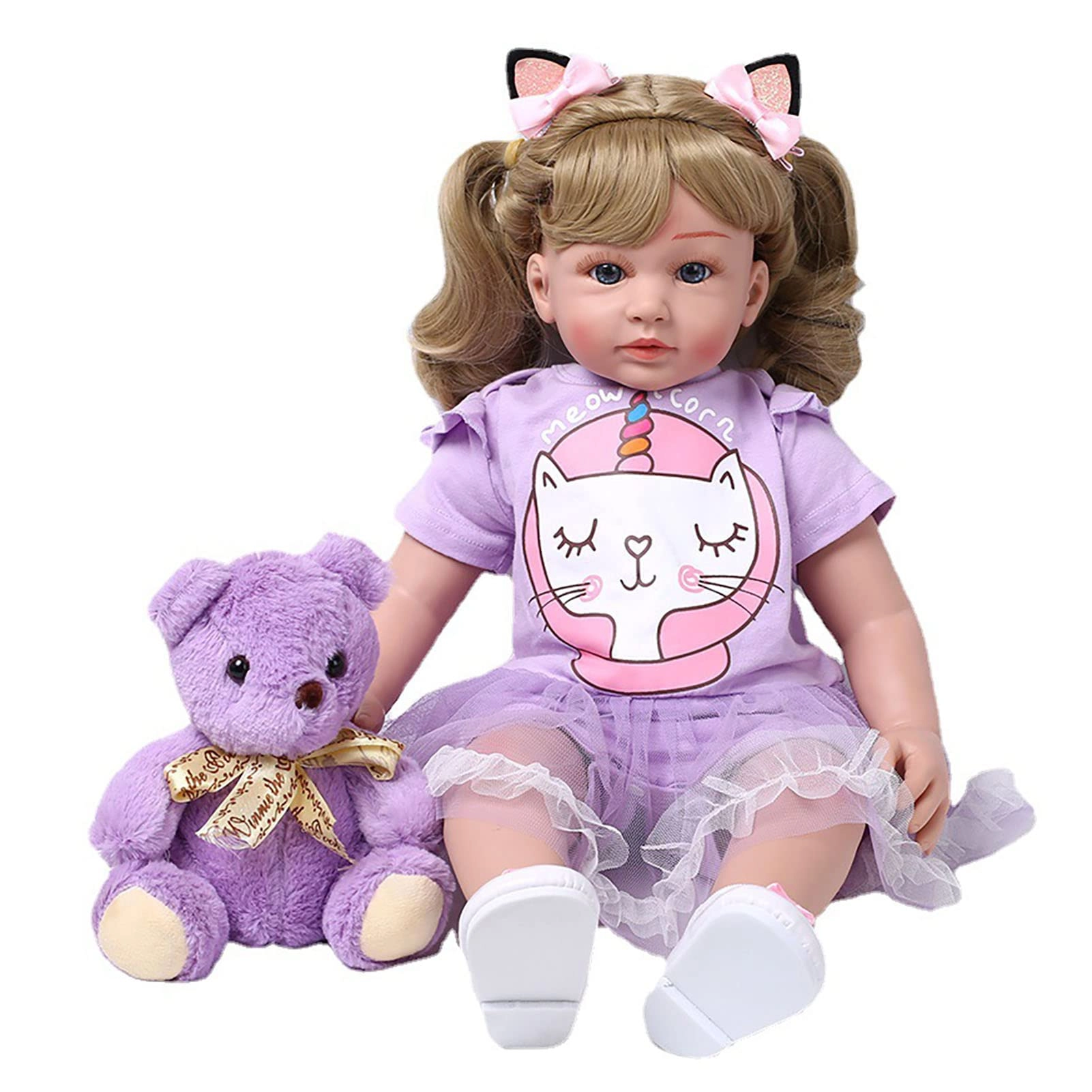 Rebirth Baby Doll - 48cm/58cm Silicone Limbs Cloth Body Panda Clothes Gift Set