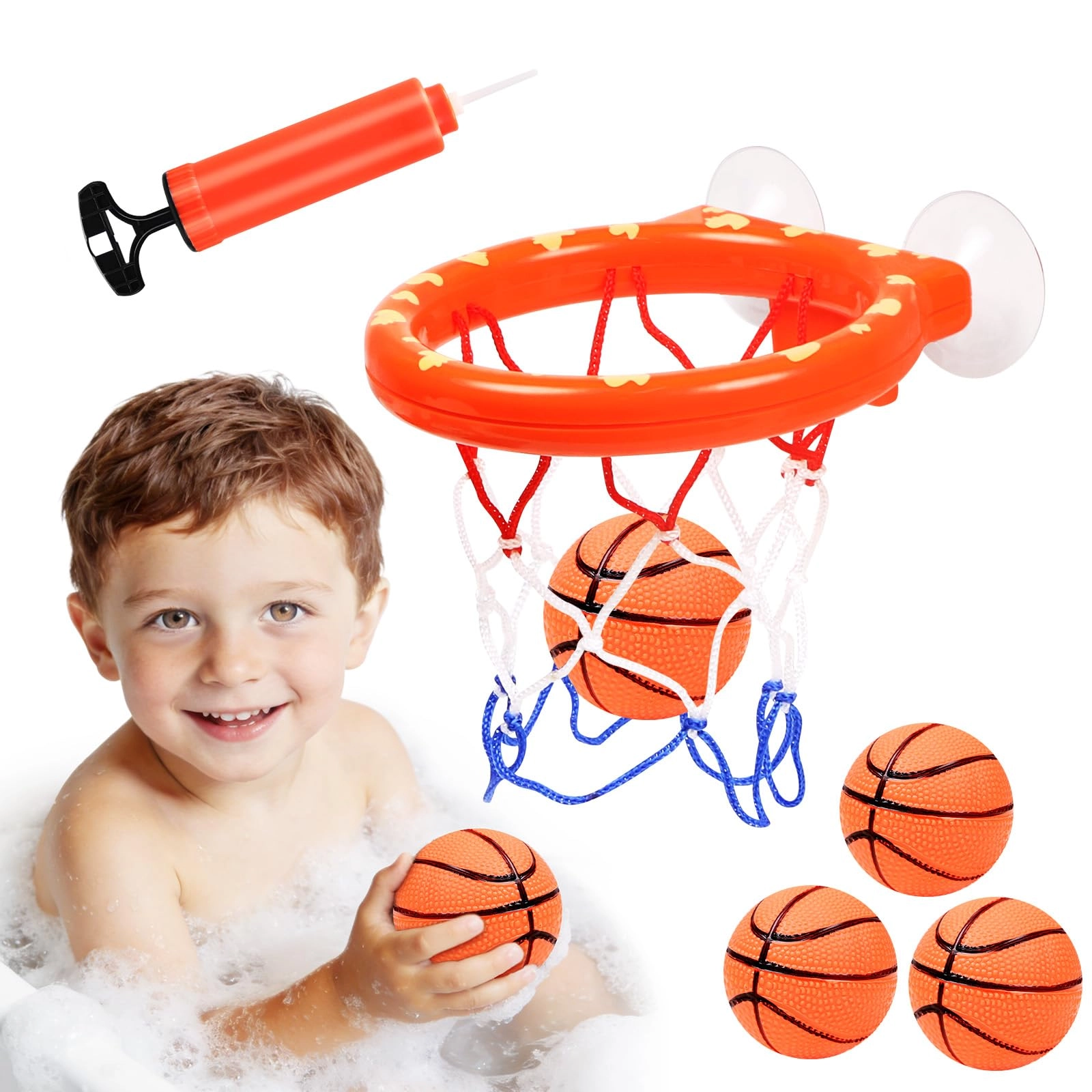 Vicloon Baby Bath Basketball Hoop - 5 Balls Strong Suction Cup