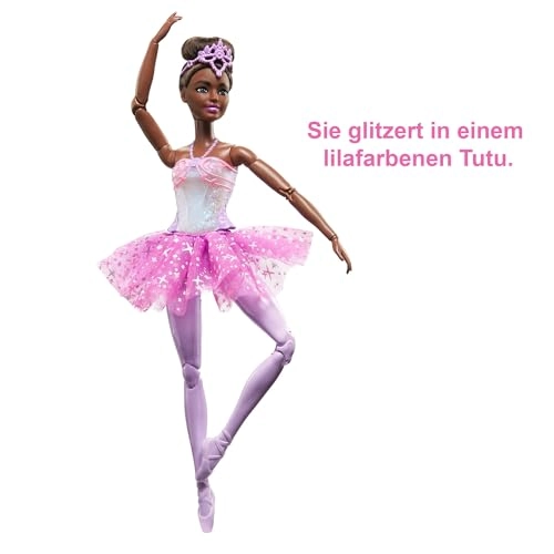 Magical Ballerina Doll - Black Hair Purple Tutu Light-Up Feature