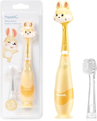 Papablic Toddler Sonic Electric Toothbrush - Ages 1-3 Years 2 Brush Heads