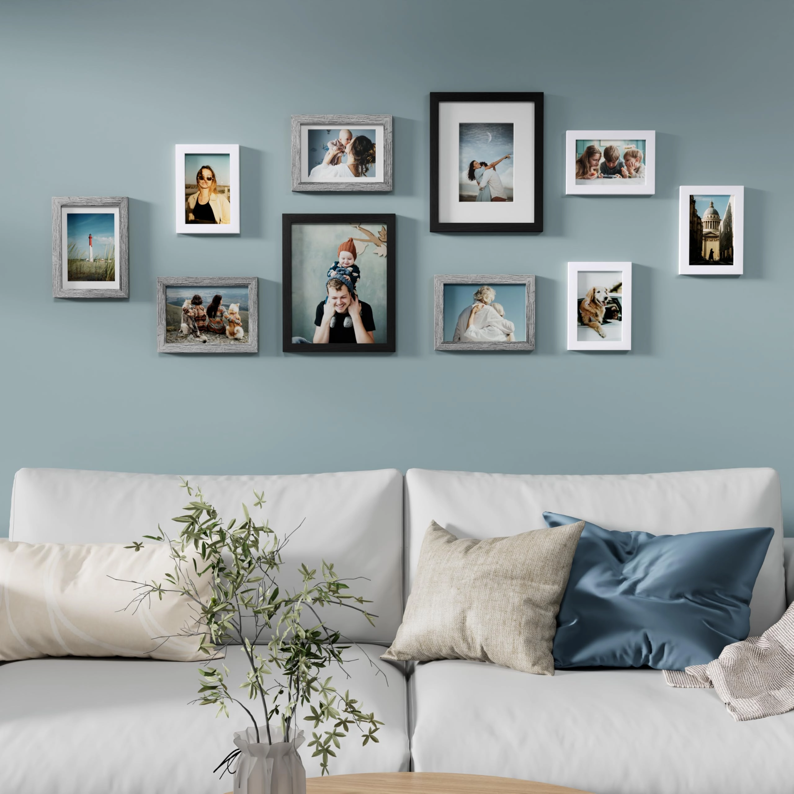 Picture Frames Set - 10 Pack Rustic Grey