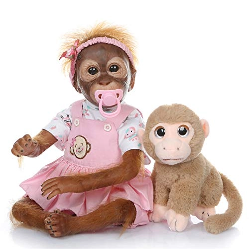 Reborn Monkey Doll - 21 inches (52cm) Silicone Vinyl Brown Ages 3+