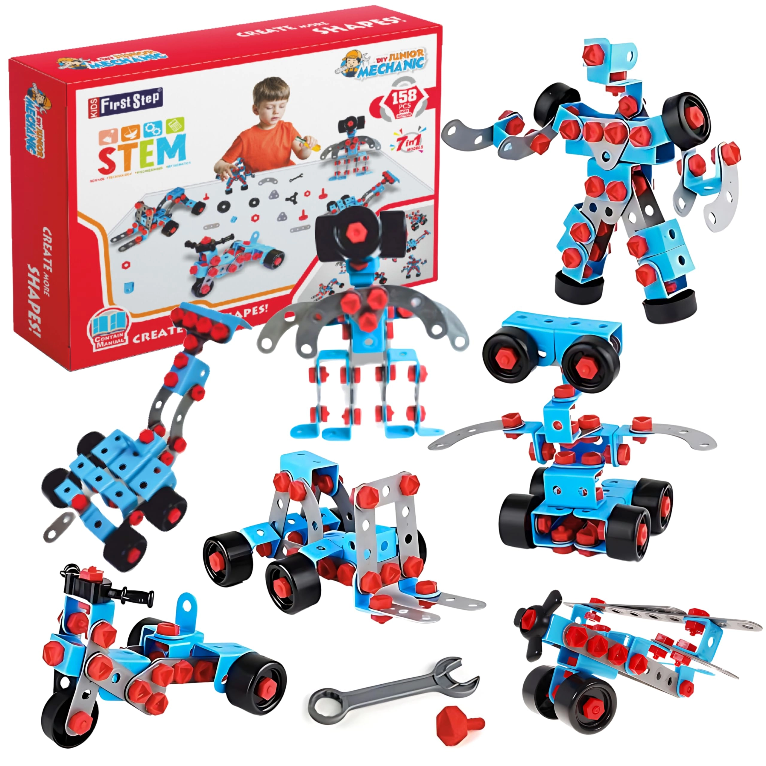KIDS FIRST STEP DIY Mechanic Kit Engineering - 6 months and up 158 pieces