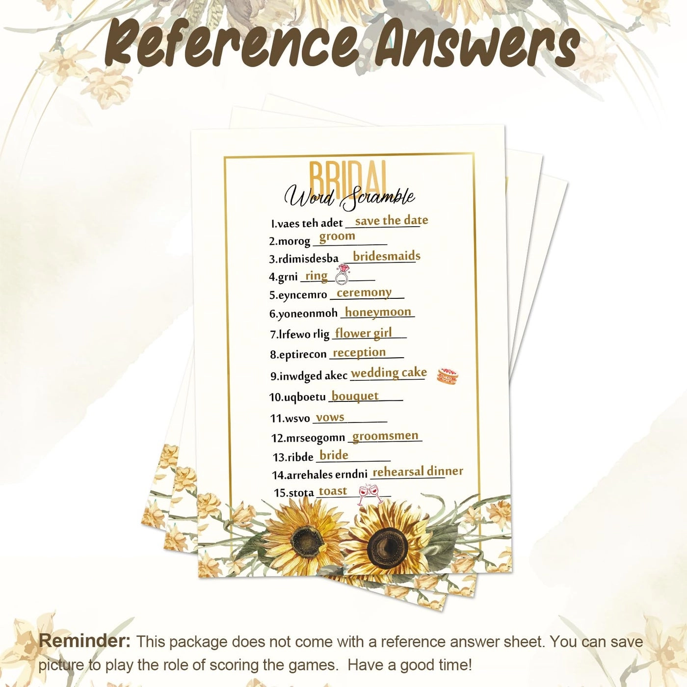 Bridal Shower Game Set - 220 Pieces