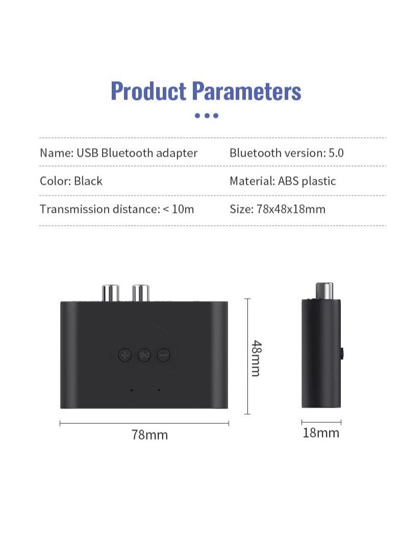 Bluetooth Audio Receiver - Bluetooth 5.2 3.5mm and 2RCA Type-C
