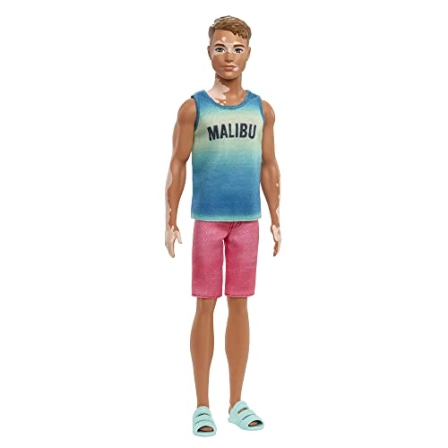 Ken Fashionistas Doll - Vitiligo Brown Hair Malibu Tank