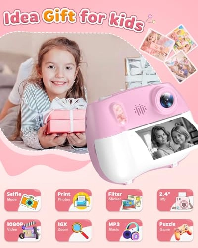 Instant Print Camera - 32GB Pink 1080P