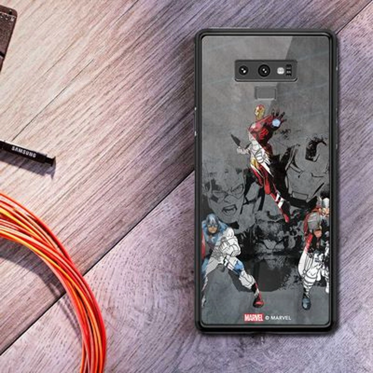 Avenger'S Best Trio Samsung Note 9 Cover - TPU Bumper Case + Tempered Glass Back Back Case for Galaxy Note 9