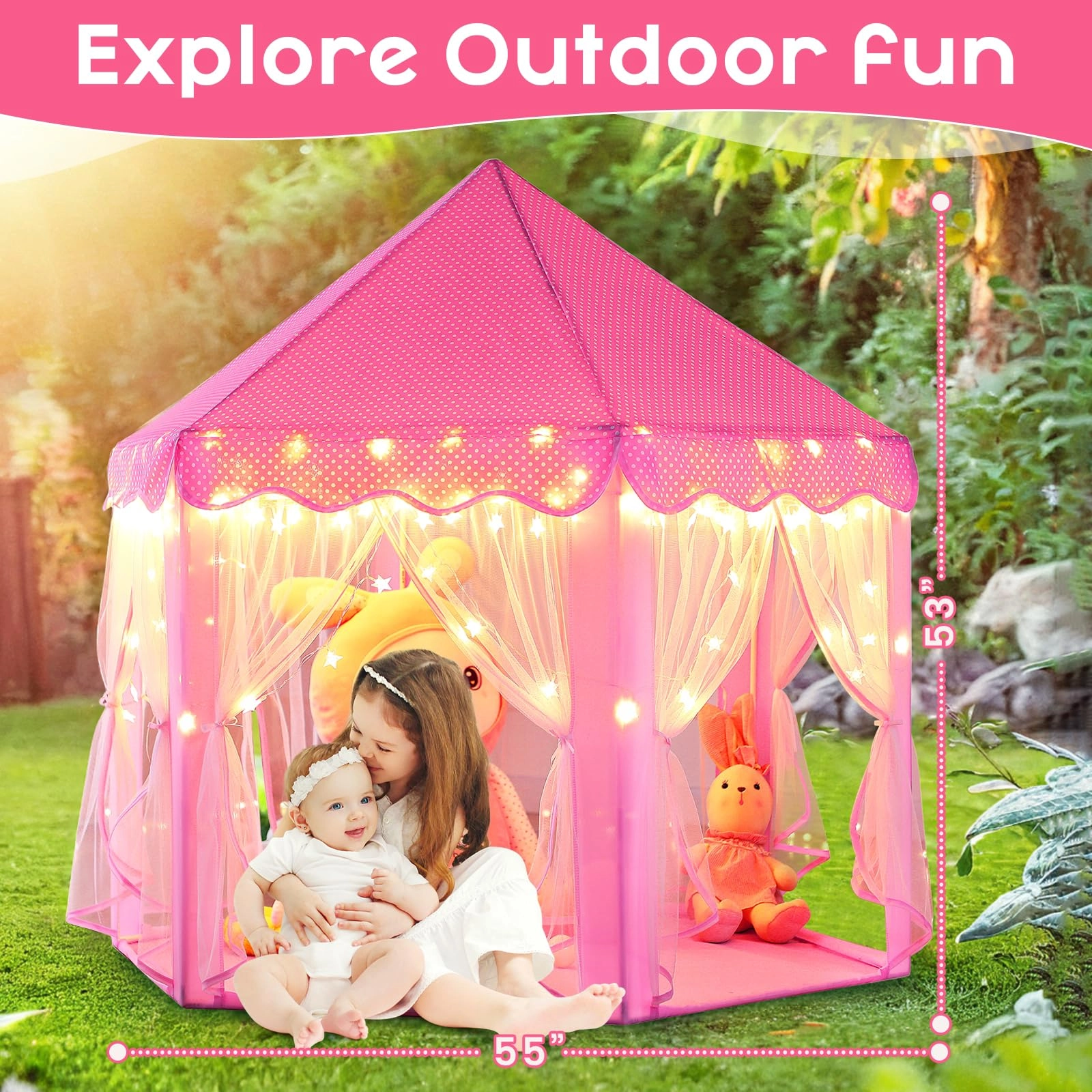 Princess Tent - 55 x 53 inches Pink