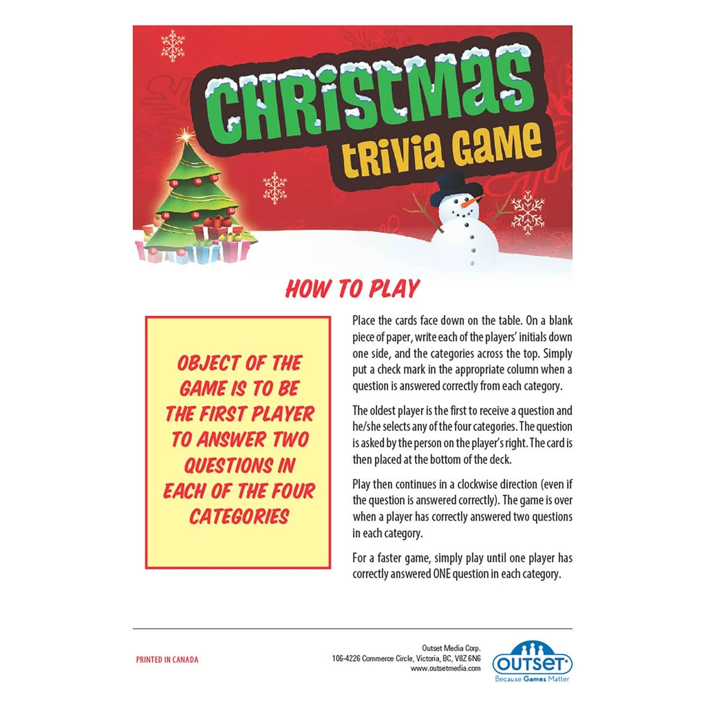 Christmas Trivia - 220 Cards - Card Game