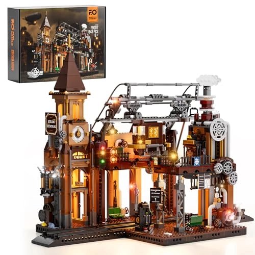 Train-Station Lighting Building Bricks Set (F9007) - Steampunk