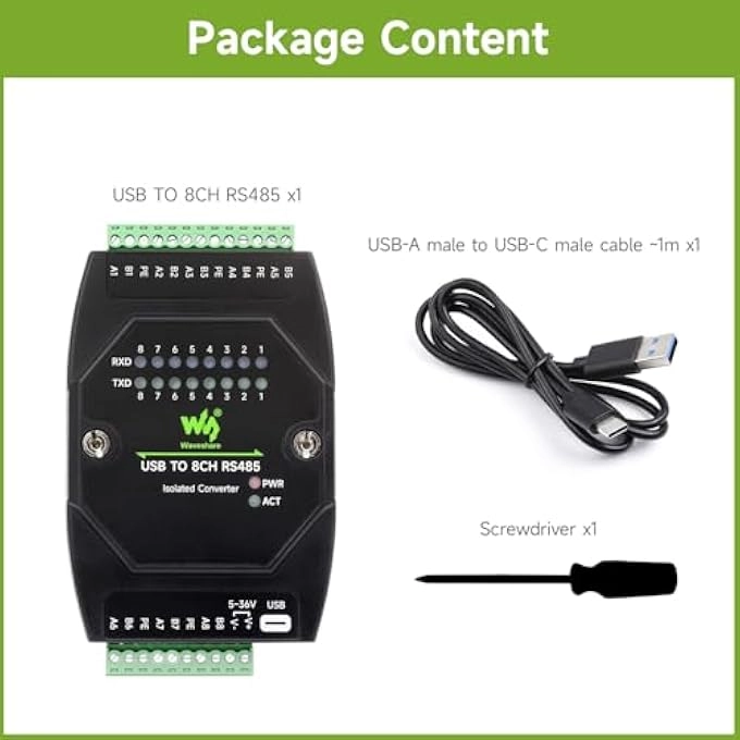 USB TO RS485 CONVERTER - 8 CHANNEL ISOLATED USB C POWER SUPPLY