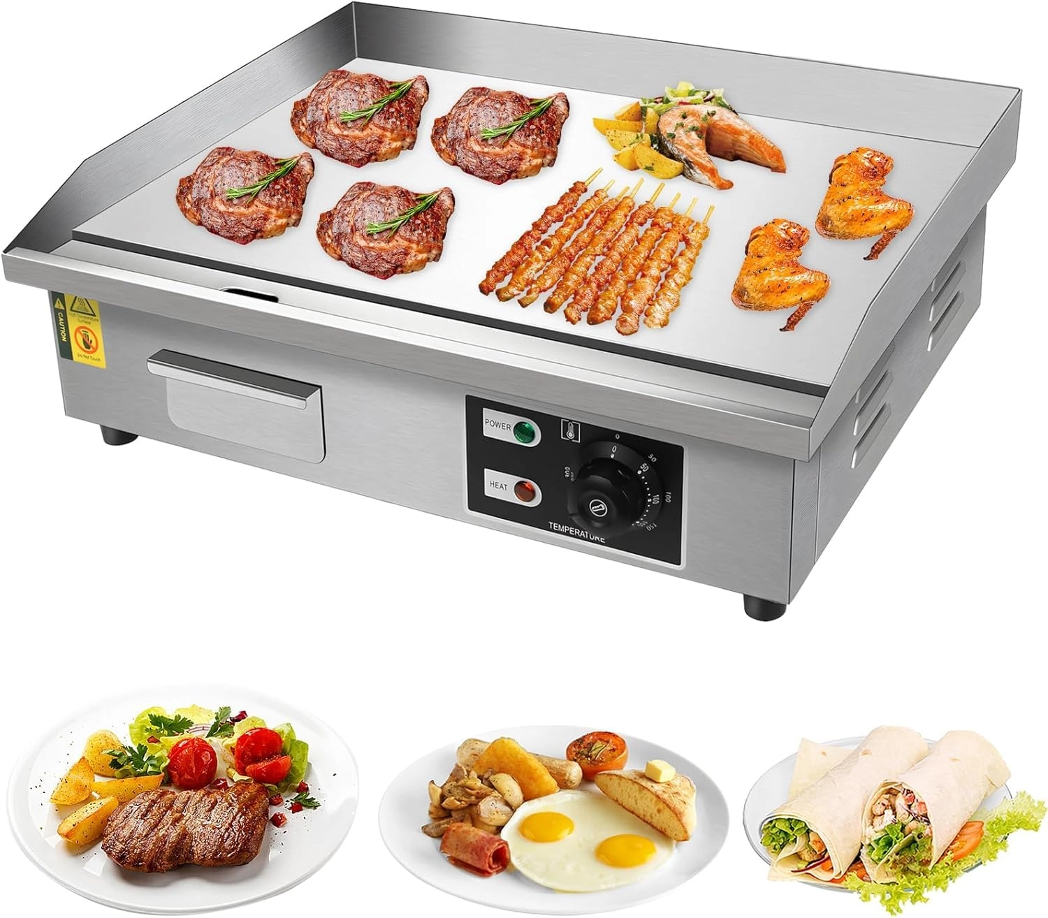 KitchTron Commercial Electric Griddle - 530×385mm