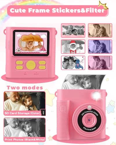 Kids Camera - Instant 32GB Pink