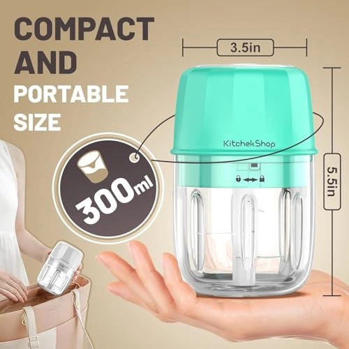 Mini Portable Veggie Chopper - 8.45 Fluid Ounces Cordless