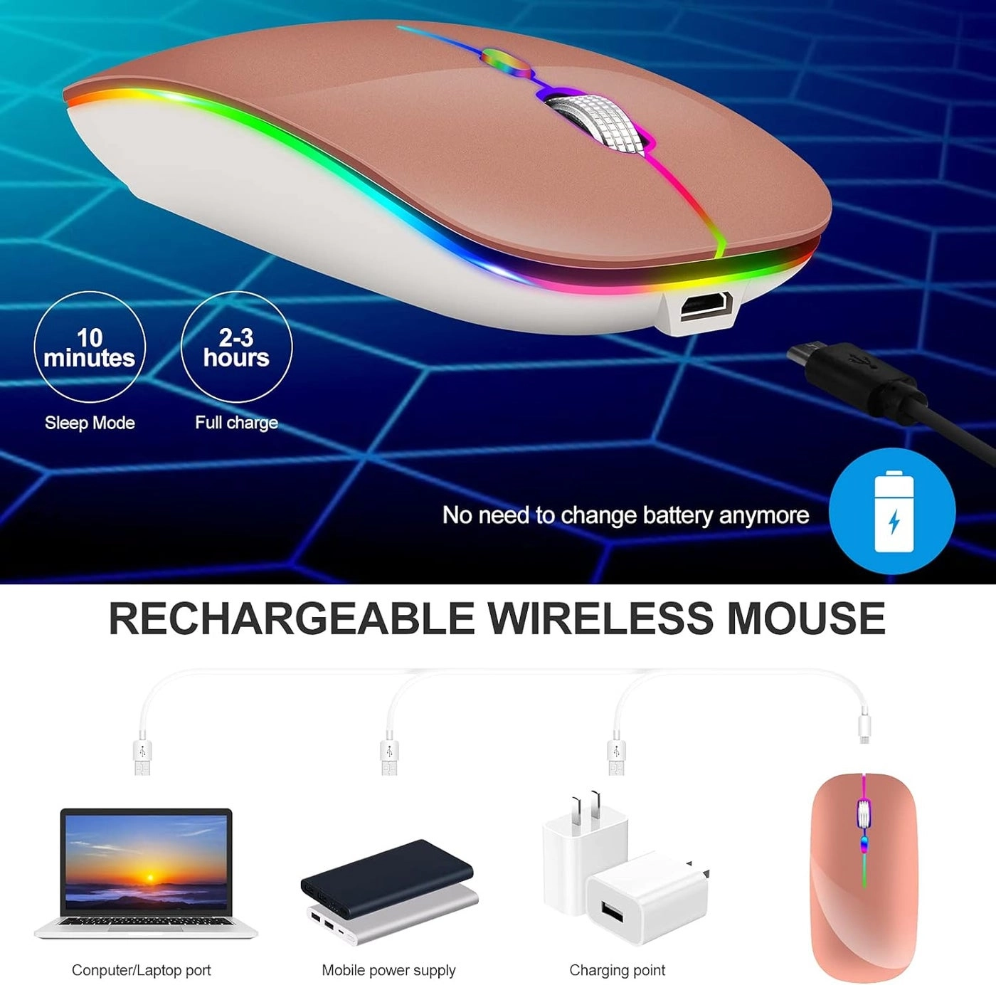 LED Rechargeable Mouse - Bluetooth