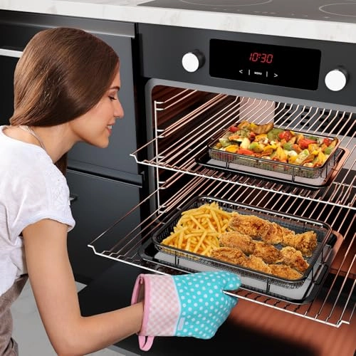 Air Fryer Basket - Stainless Steel 2 Set + Air Fryer Pan + Crisper Tray