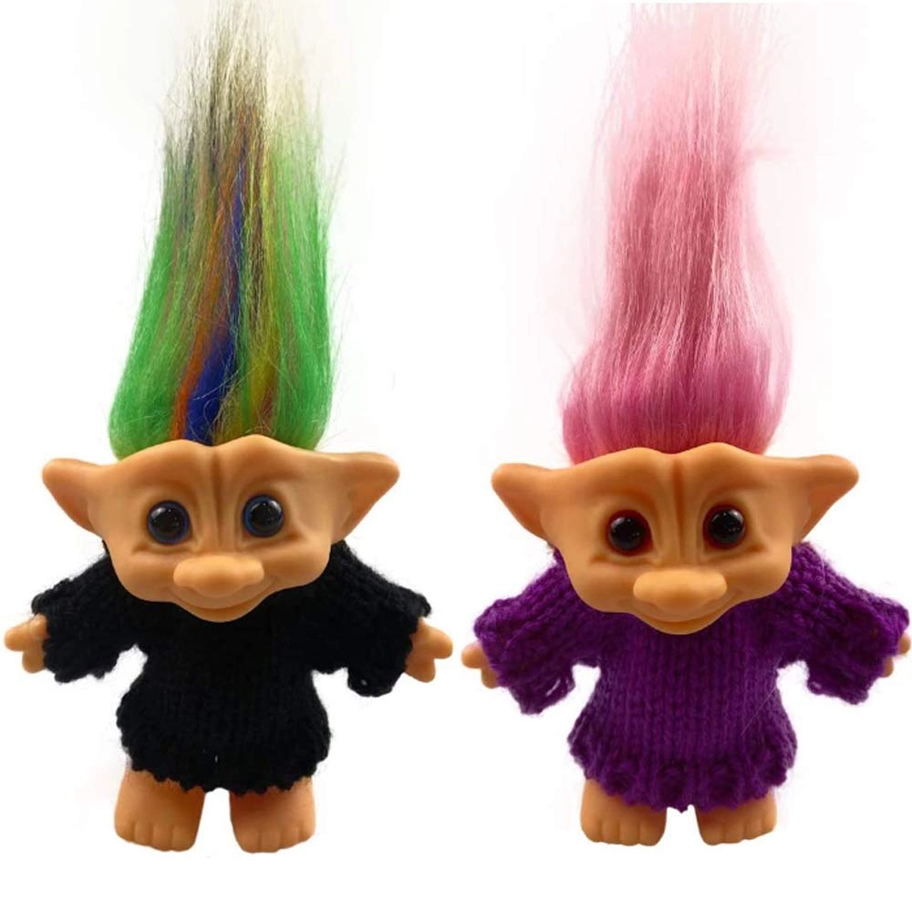 Yintlilocn Troll Doll - 7.5in Black+Purple Pack