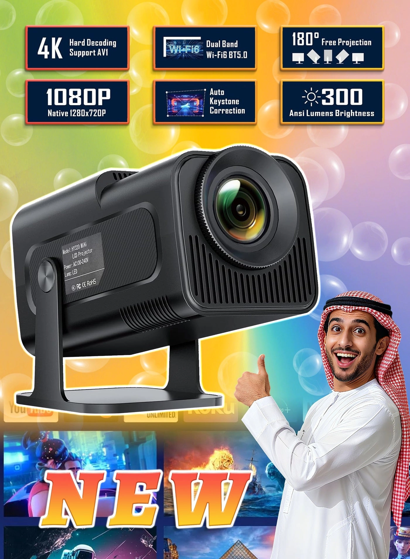 HY320MINI Projector DVY039 300 ANSI Lumens