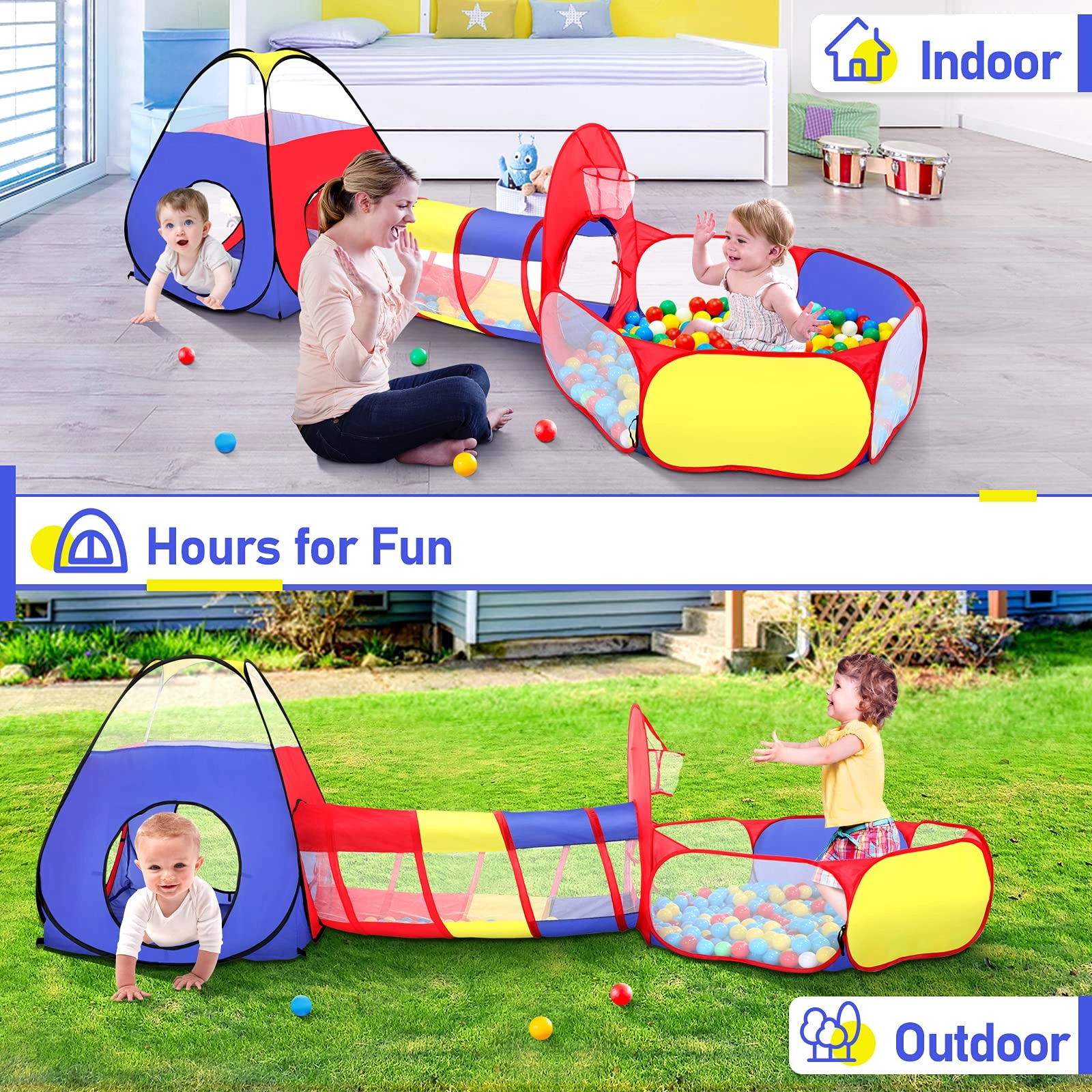 Play Tent + Ball Pit + Crawl Tunnel