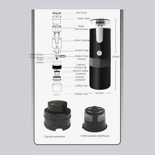 Portable 2 in 1 Coffee Maker - 160ML, capsules, ground coffee, coffee pods
