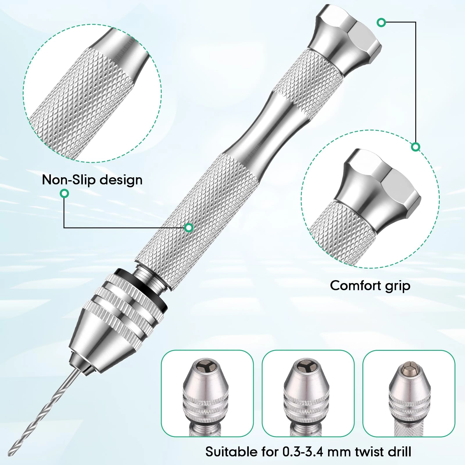 Hand Drill Bits Set - 57 Pieces + Pin Vise Hand Drill - 1 Piece + Micro Twist Drill Bits - 46 Pieces 0.1-1mm + PCB Mini Drill Bits - 10 Pieces