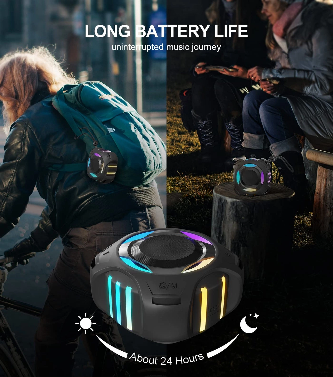 Portable Bluetooth Speaker - Waterproof Wireless 12H Playtime