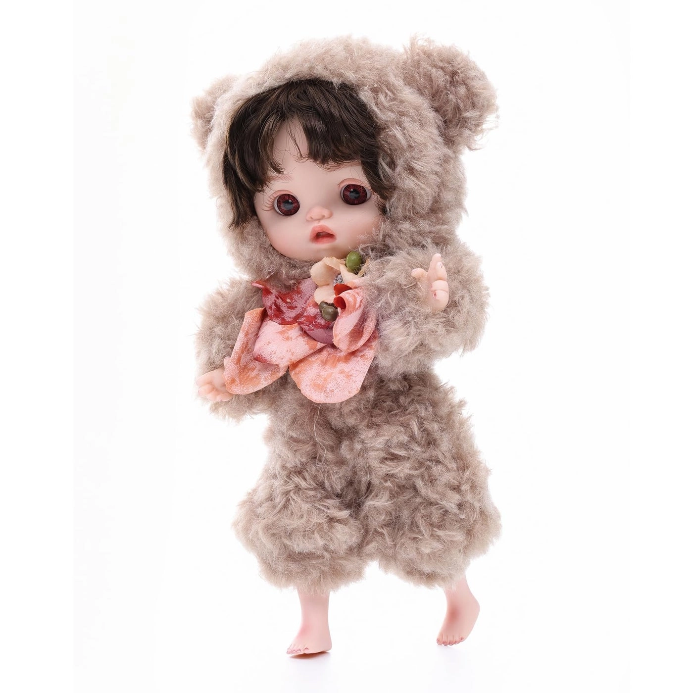 Coco Reborn Baby Doll - 10 Inch Full Vinyl Girl Cozy Brown Bear Outfit