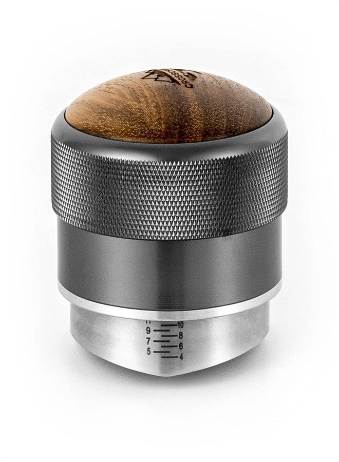CrossCreek Espresso Distributor - Adjustable Depth Stainless Steel Walnut Handle