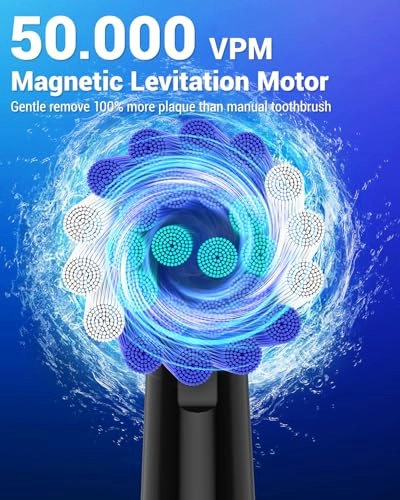 Electric Toothbrush - Rotating 8 Brush Heads Matte Black