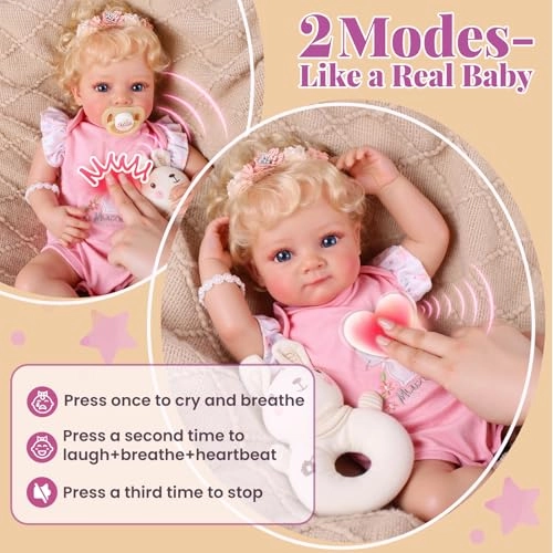 Reborn Baby Doll - 17-Inch Soft Cloth Body Sleeping Ages 3+