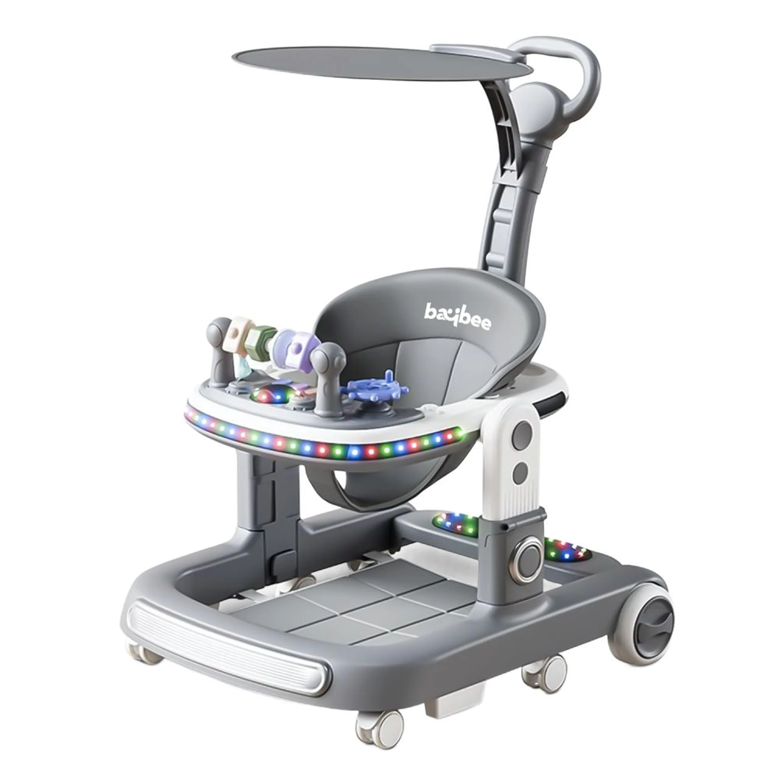 2-In-1 Push Baby Walker - Green 3-Height Adjustable