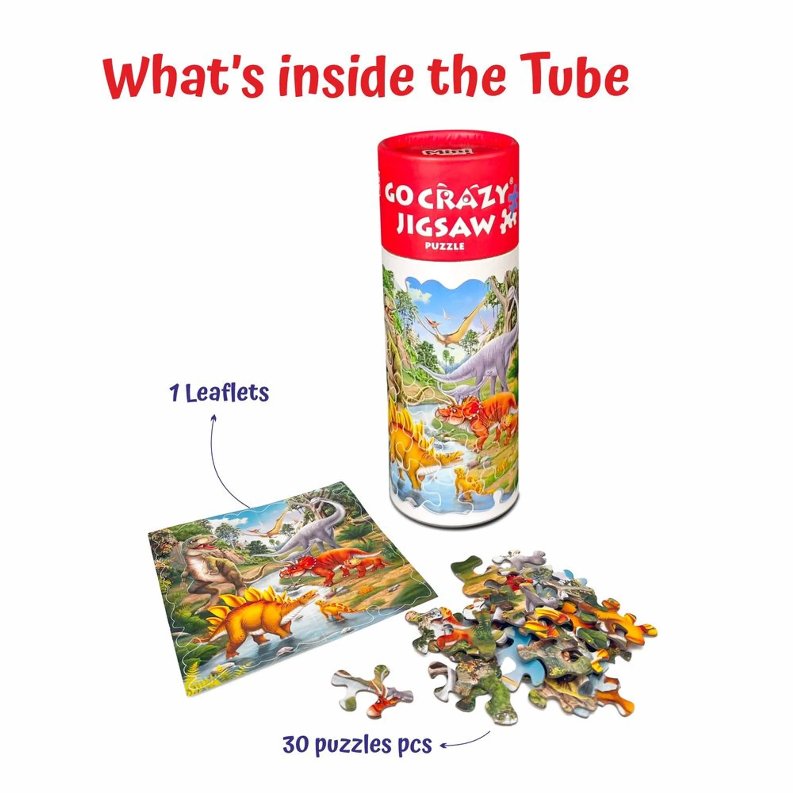 Mini Jigsaw Puzzle Tube Dino - 3 years+ 30 pieces