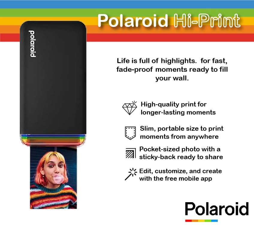 Hi-Print - 2nd Generation 2x3 Pocket Photo Dye-Sub Printer + Hi-Print 2x3 Paper - 20 Photos + Hanging Photo Frames