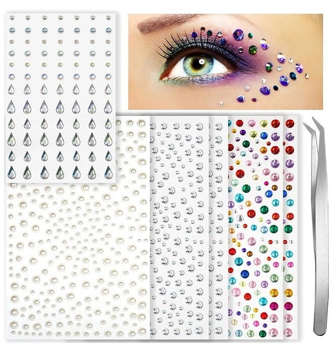 Ba Love Rhinestone Acrylic Face Jewellery
