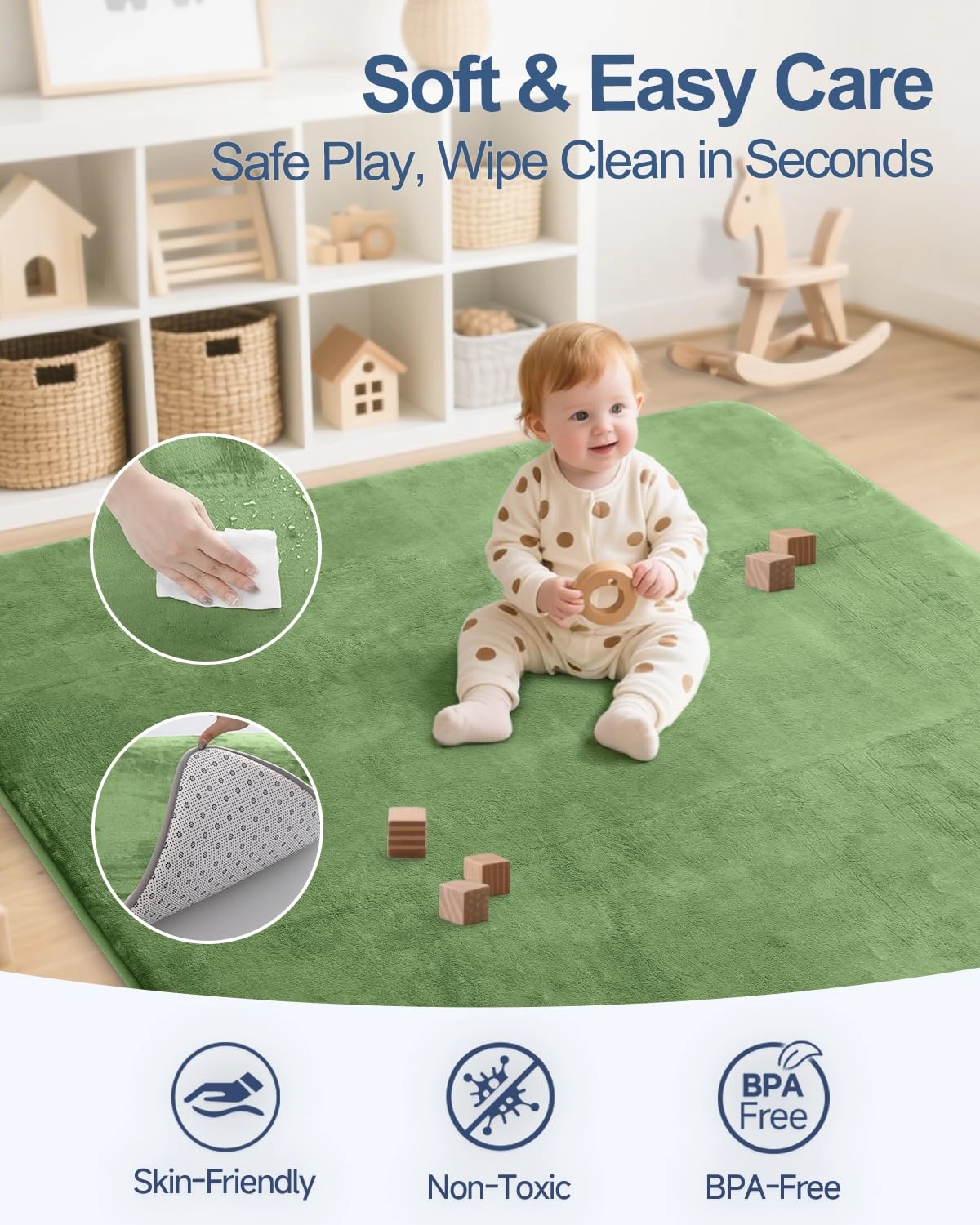 Baby Play Mat - 50x50 Green